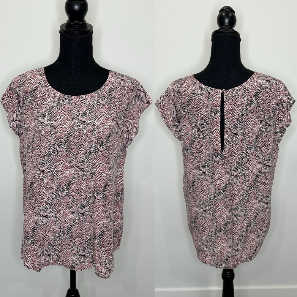 Joie Short Sleeve Multi Color 100% Silk Blouse (Medium)